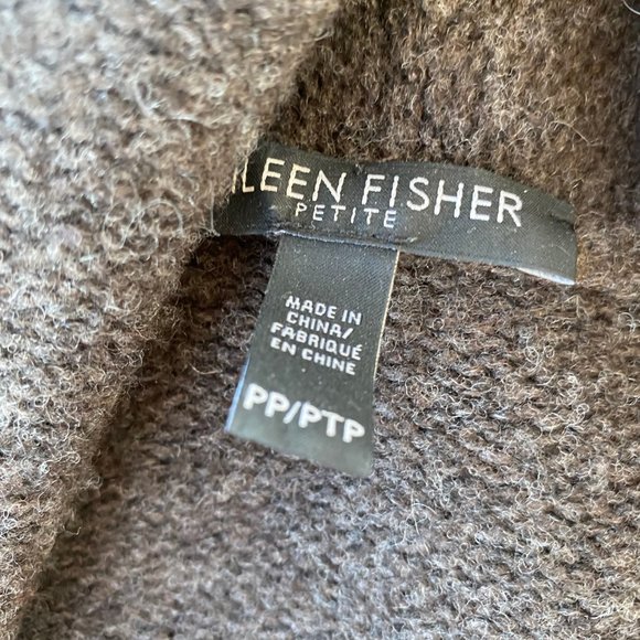 Eileen Fisher Wool Leather Open Jacket Cardigan - Picture 3 of 4